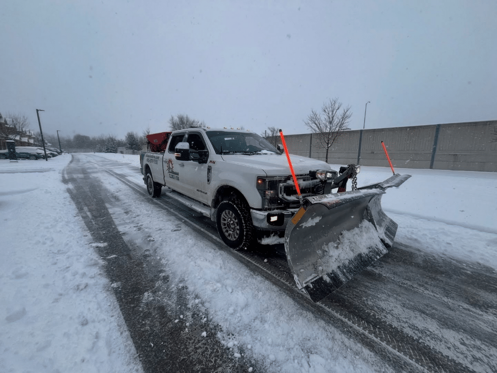 F350 with snow plow in new york parking lot